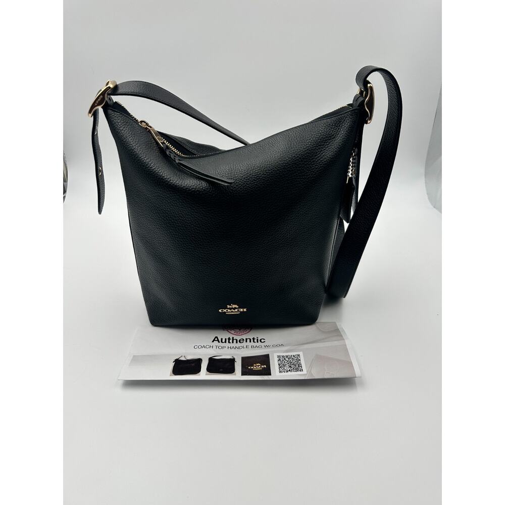 Authentic Coach Val Black Pebbled Leather Duffle Bag Purse Crossbody - C2818